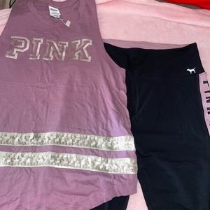 Matching outfit tank top in medium leggings in large